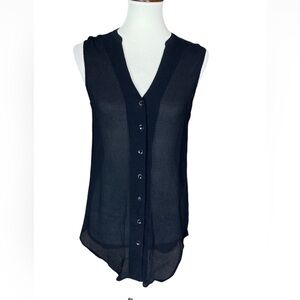 Eileen Fisher black crepe silk sleeveless top Size Small